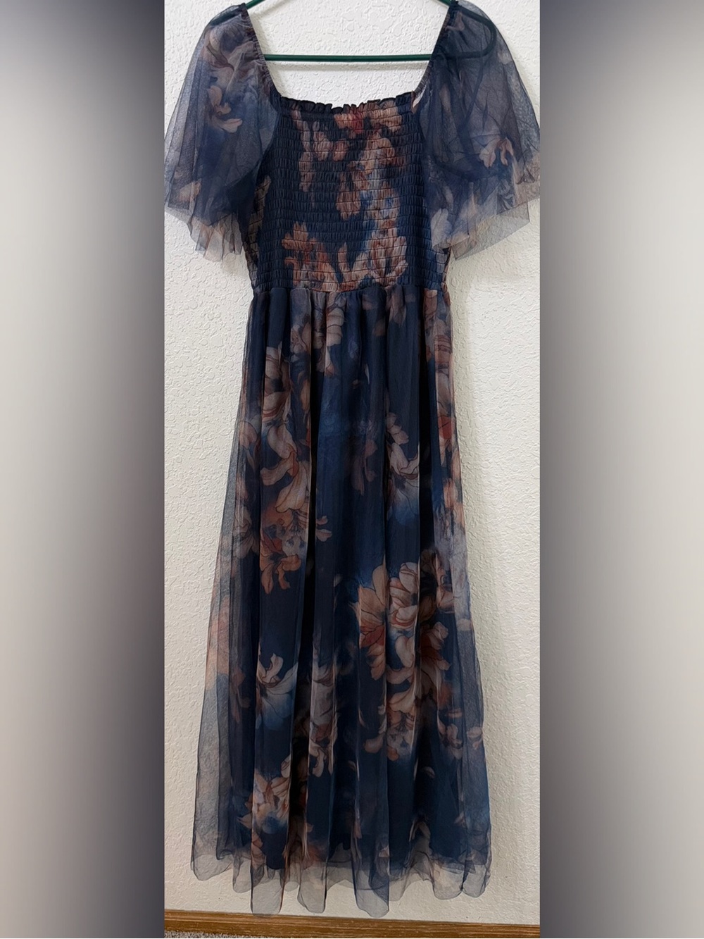 Baltic Born Navy Floral Maxi Dress with Sheer Puff Sleeves - Picture 5 of 12